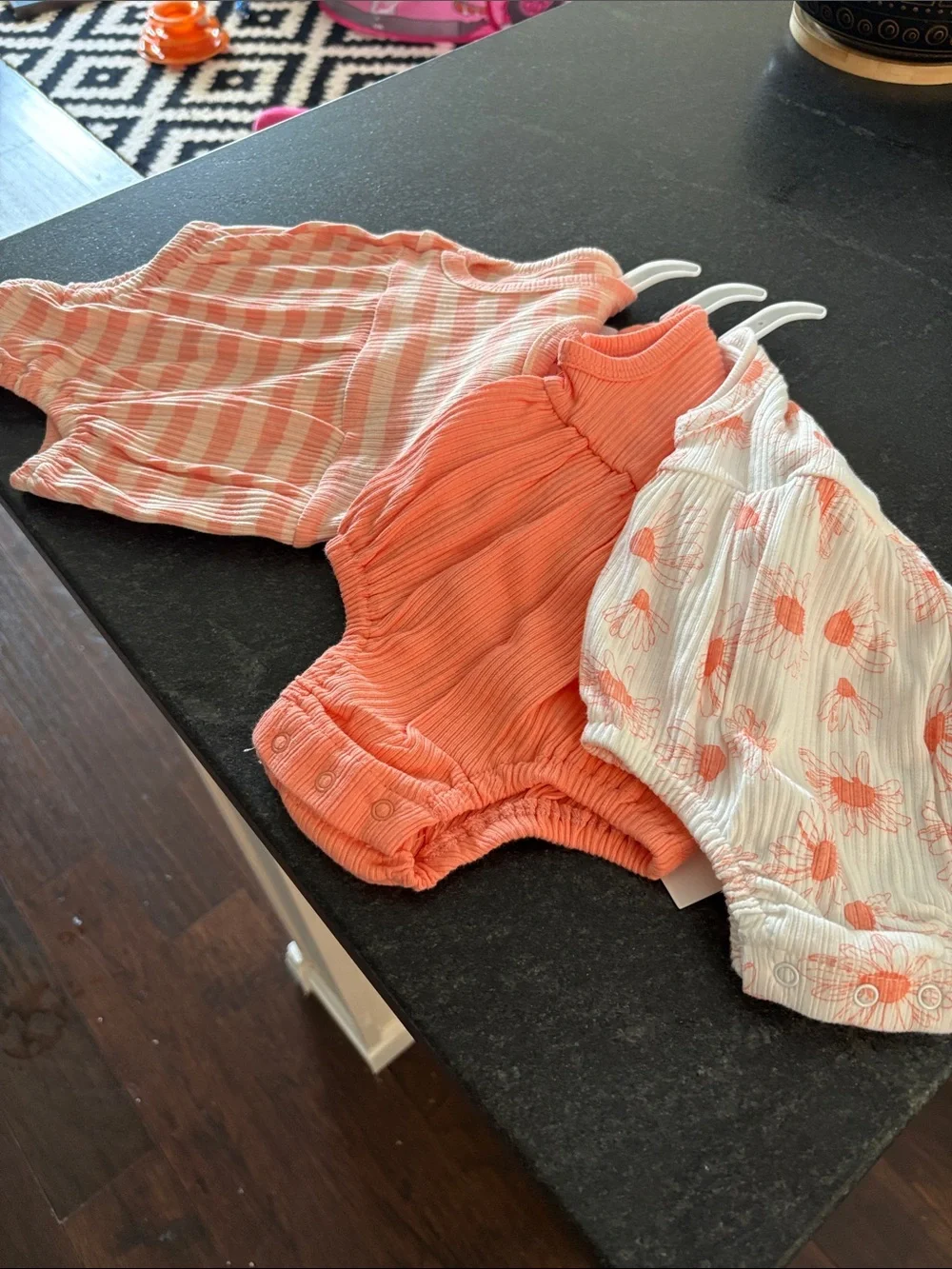 Rachel Zoe Coral & White Floral 3-Pack Rompers
